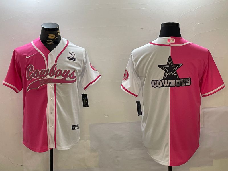 Men Dallas Cowboys Blank white pink Joint Name 2024 Nike Limited NFL Jersey style 2